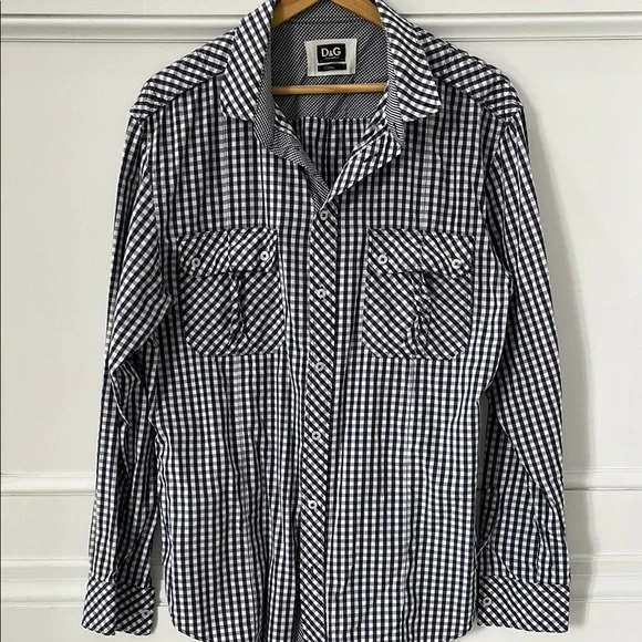 Dolce & Gabbana Blue Plaid Button Down Shirt - Picture 2 of 8